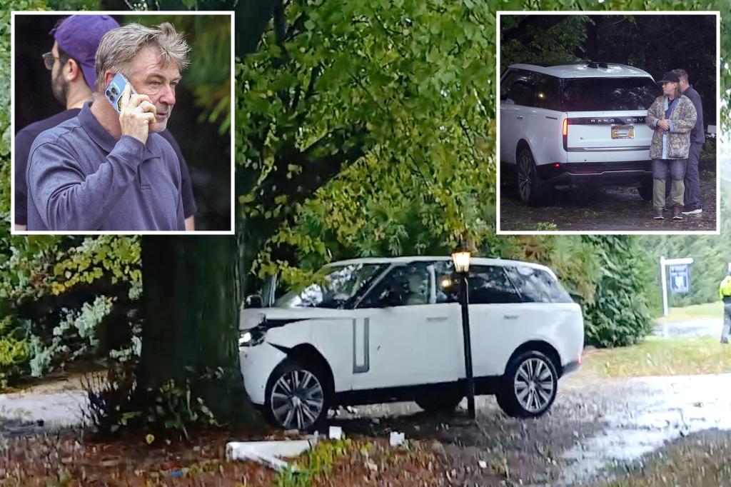 Alec Baldwin crashes Range Rover into tree in the Hamptons Alec Baldwin crashes Range Rover into tree in the Hamptons