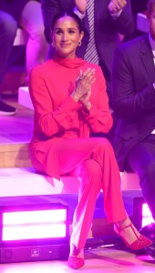 MANCHESTER, ENGLAND - SEPTEMBER 05: Meghan, Duchess of Sussex sits onstage during the Opening Ceremony of the One Young World Summit 2022 at The Bridgewater Hall on September 05, 2022 in Manchester, England. The annual One Young World Summit brings together more than two thousand of the brightest young leaders from every country and sector, working to accelerate social impact both in-person and digitally. Meghan is a counsellor for the organisation, alongside Justin Trudeau, Sir Richard Branson, and Jamie Oliver, among others. (Photo by Chris Jackson/Getty Images)
