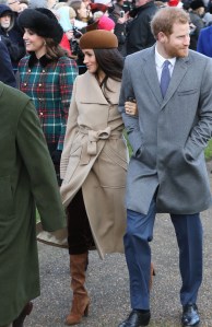 attends Christmas Day Church service at Church of St Mary Magdalene on December 25, 2017 in King's Lynn, England.