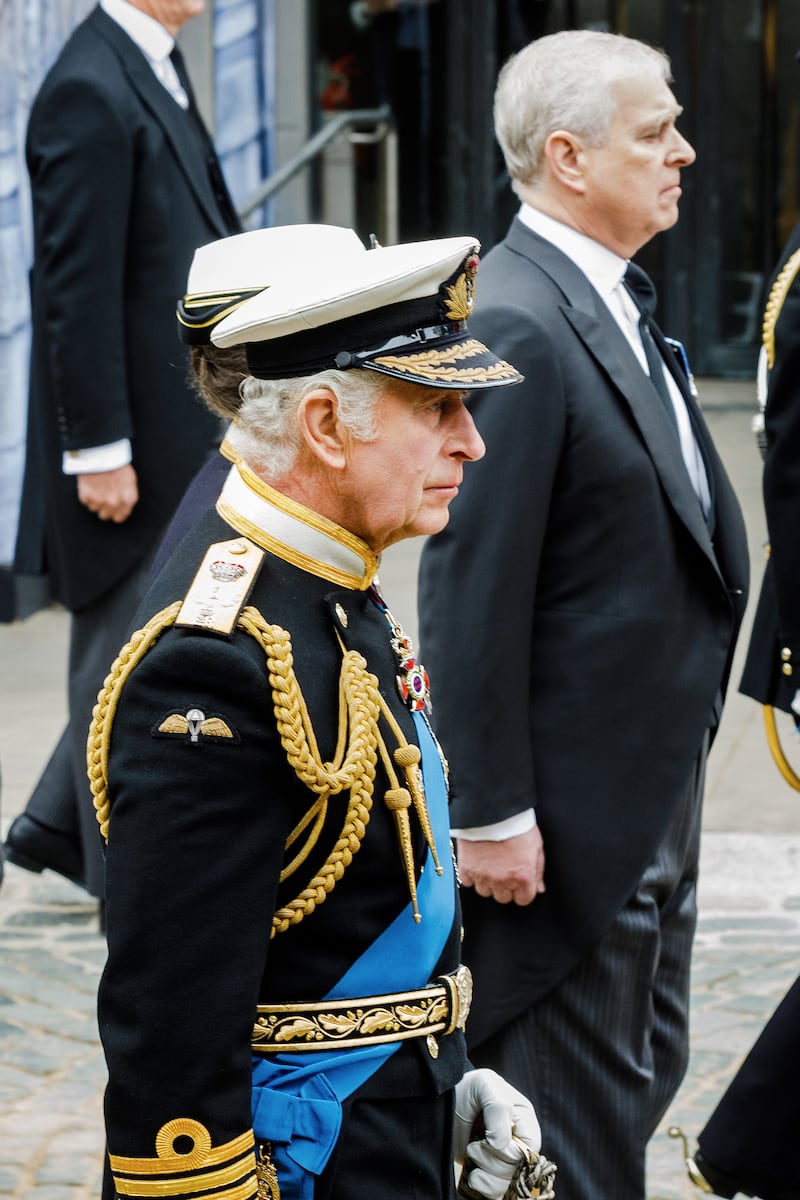 The King and Prince Andrew at the funeral of Queen Elizabeth II