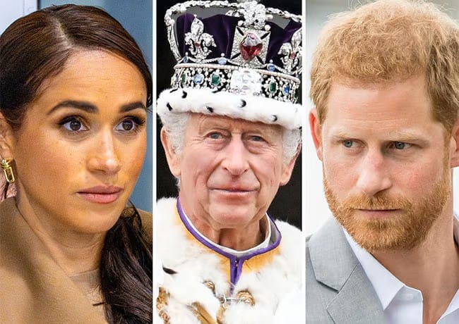King Charles with Meghan Markle and Prince Harry