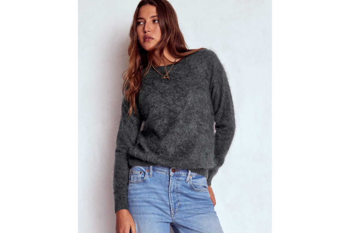 Boden brushed cashmere jumper slate grey