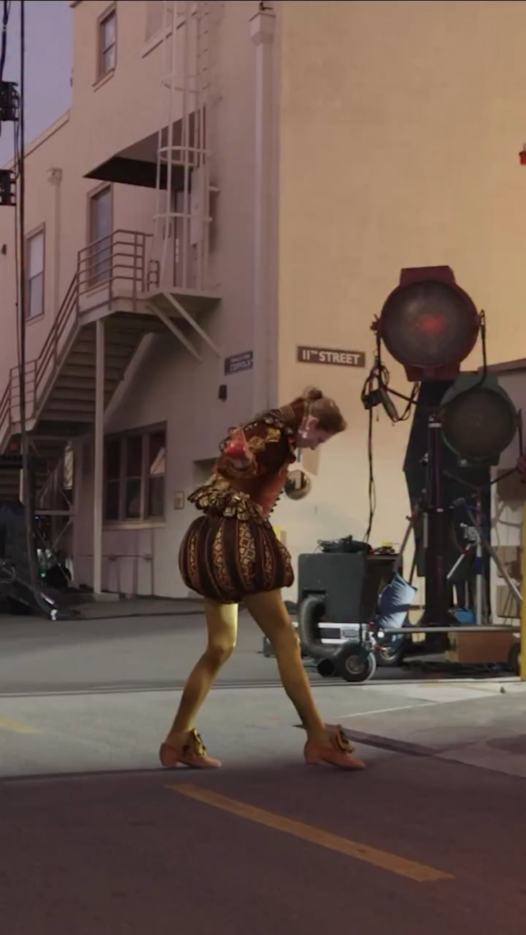 Hunter Schafer stuns down the Vogue World: Hollywood runway in an original costume from Sally Potter’s 1992 film ‘Orlando,’ created by British fashion designer Sandy Powell. (October 26, 2025)