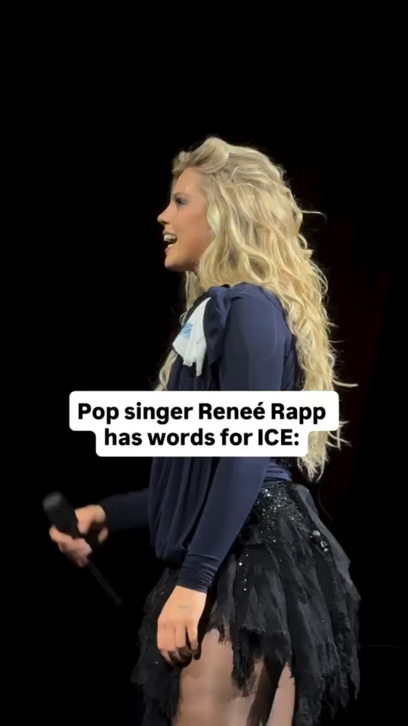 Reneé Rapp during her Portland, Oregon concert on Monday, the city where Trump is attempting to send in 200 National Guard members to help assist ICE & law enforcement: “So let’s just make it abundantly f*cking clear. F*ck ICE, f*ck this administration & f*ck Trump!” Reneé Rapp during her Portland, Oregon concert on Monday, the city where Trump is attempting to send in 200 National Guard members to help assist ICE & law enforcement: “So let’s just make it abundantly f*cking clear. F*ck ICE, f*ck this administration & f*ck Trump!”