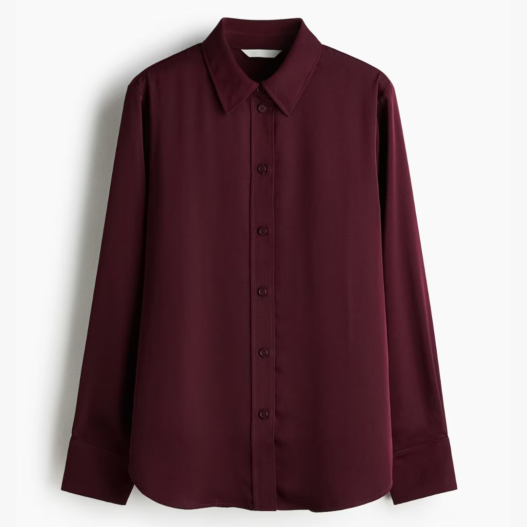 H&amp;M Burgundy Long-Sleeved Shirt