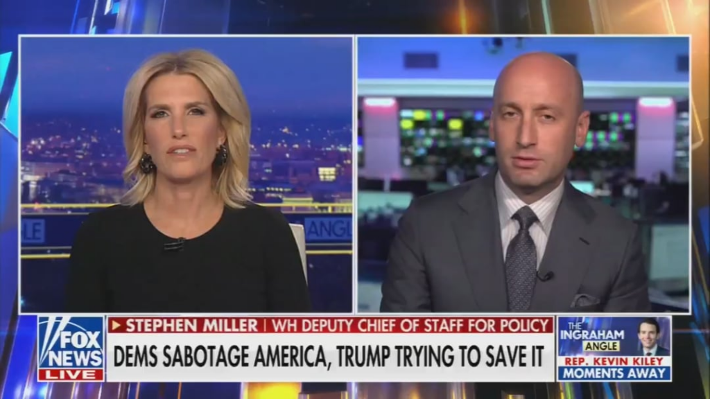Stephen Miller's attempt to look unbothered after Fox News shows him the clip of AOC calling him a clown and saying he is angry that he is 4’10
