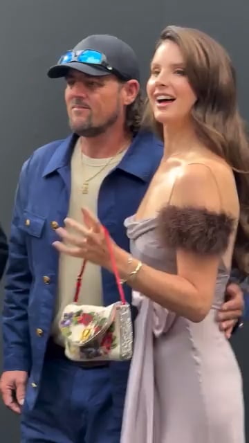 Lana Del Rey and her husband Jeremy Dufrene arrive at the Valentino SS26 show in Paris (October 5, 2025)