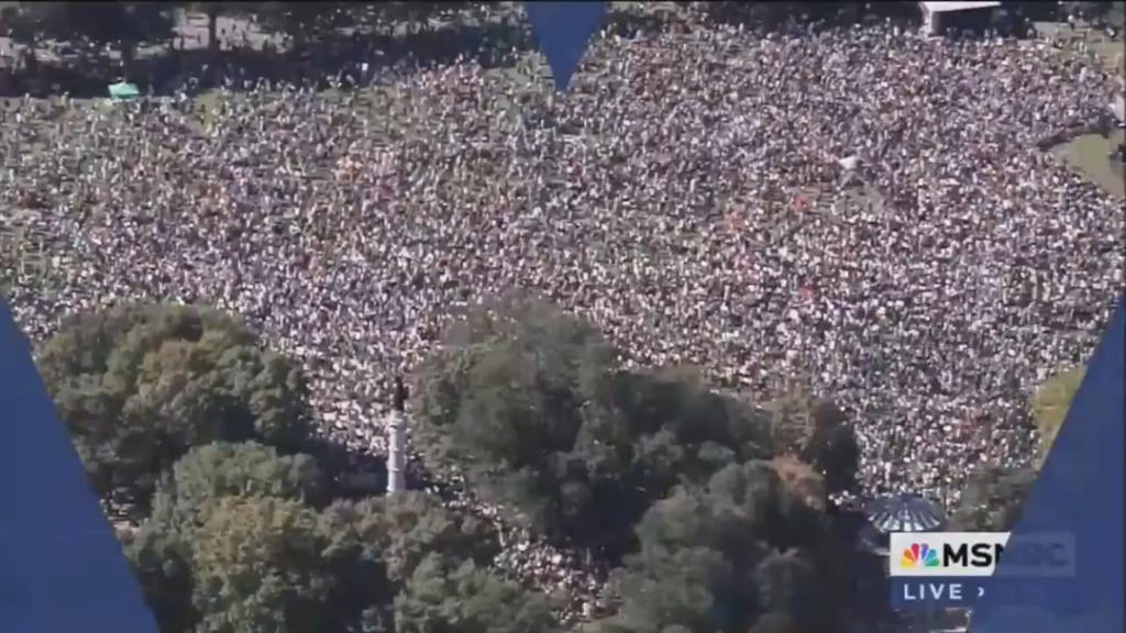 Aerial view of the nationwide Anti-Trump ‘No Kings’ protest in Boston.