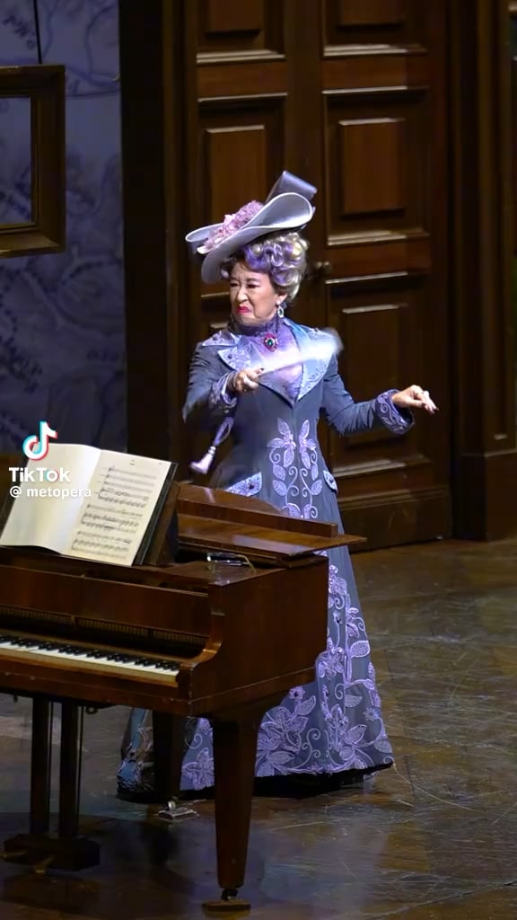 Sandra Oh as the Duchess of Krakenthorp in Donizetti's La Fille du Régiment at the Met Opera