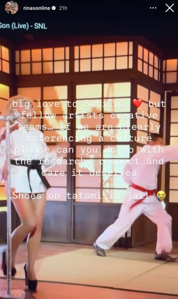 Rina Sawayama asks artists’ creative teams to do more research before referencing other cultures following Sabrina Carpenter’s SNL performance