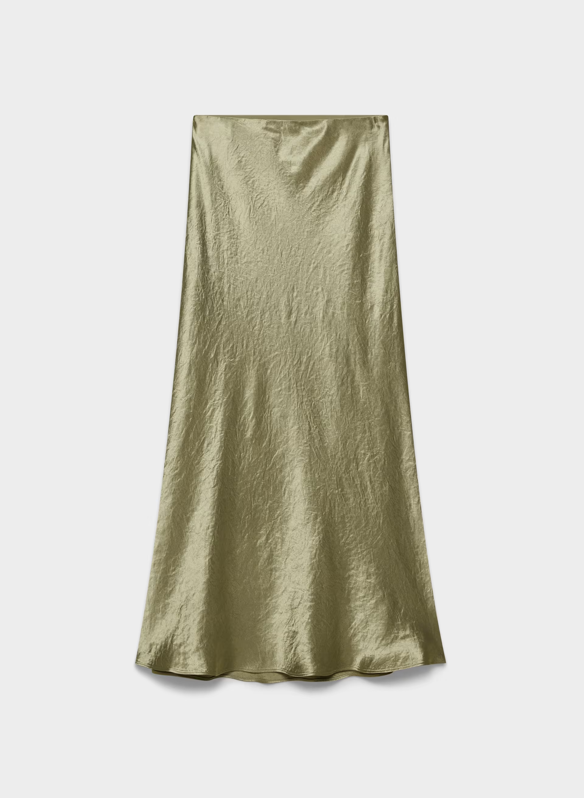 A green satin skirt