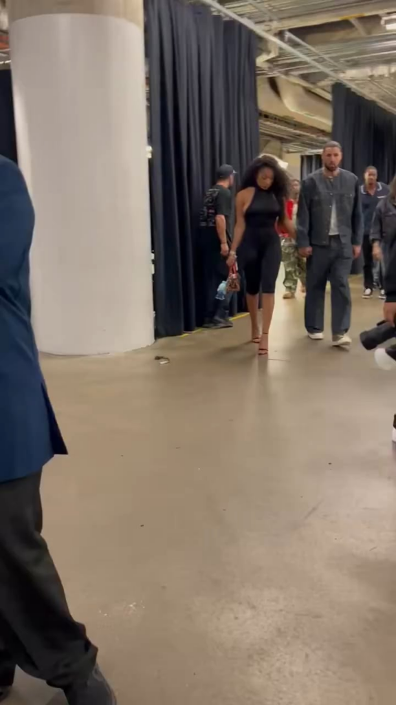 Megan Thee Stallion and Klay Thompson leaving the Mavericks vs Spurs game in Dallas.