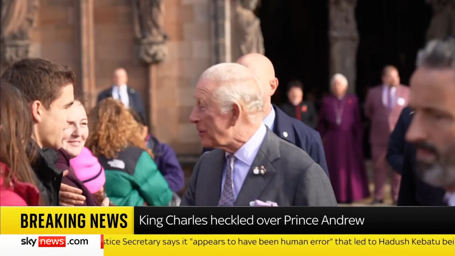 King Charles gets heckled over Prince Andrew and Jeffrey Epstein