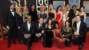 Josh Kelly, Kristina Wagner, Cynthia Watros, Donnell Turner, Tanisha Harper, Jon Lindstrom, Laura Wright, Kate Mansi, Sofia Mattsson, Tabyana Ali, Katelyn MacMullen, Eden McCoy, Brook Kerr, Evan Hofer, Vernee Watson-Johnson, Frank Valentini and Rebecca Herbst pose with the Emmy Award for Best Daytime Drama Series for “General Hospital” at the 50th Annual Daytime Emmy Awards held at the Westin Bonaventure Hotel on December 15, 2023 in Los Angeles, California.