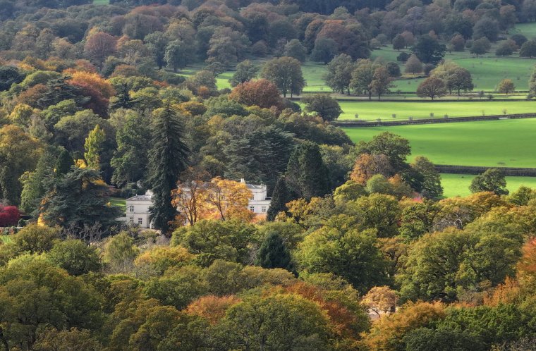 A drone view shows Royal Lodge, a large property on the estate surrounding Windsor Castle, which belongs to Britain's Prince Andrew, in Windsor, Britain, October 21, 2025. REUTERS/Stringer