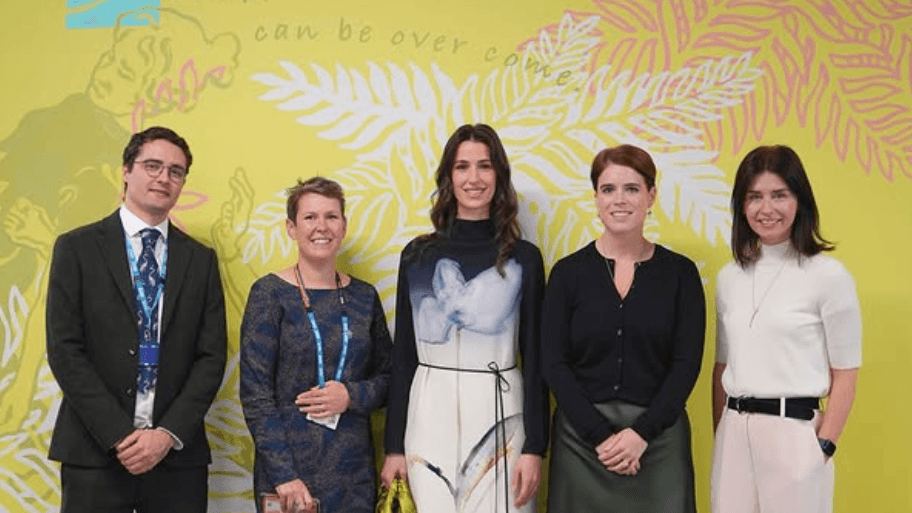 Elegant Princess Rajwa of Jordan unites with Princess Eugenie for landmark joint engagement on her first official visit to Europe Elegant Princess Rajwa of Jordan unites with Princess Eugenie for landmark joint engagement on her first official visit to Europe