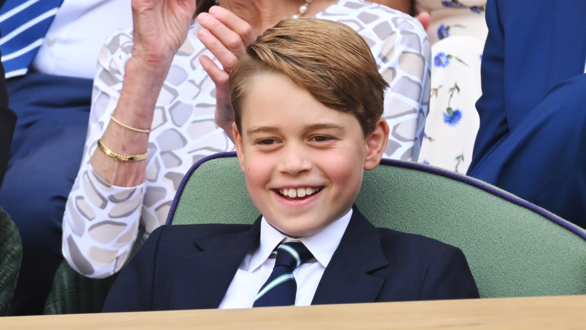 Prince George of Cambridge attends The Wimbledon Men's Singles Final at the All England Lawn Tennis and Croquet Club on July 10, 2022 in London, England