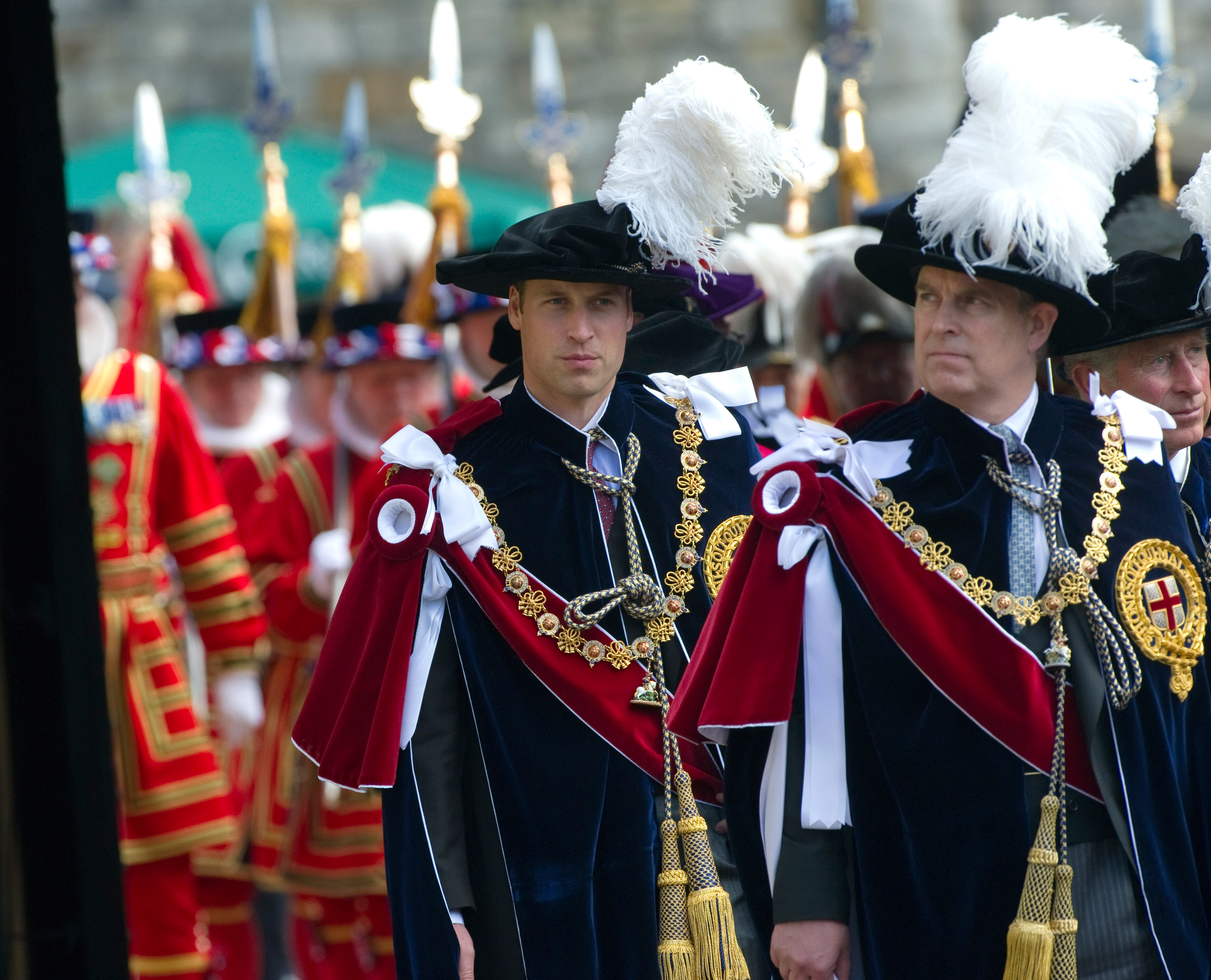 Prince William and Prince Andrew at the Order of the Garter
