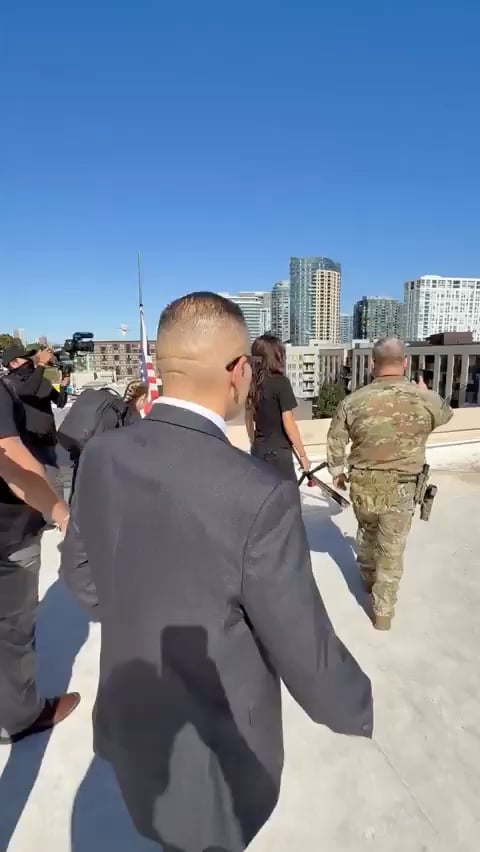 Kristi Noem confronts enemy combatants in the Portland 'war zone' today.