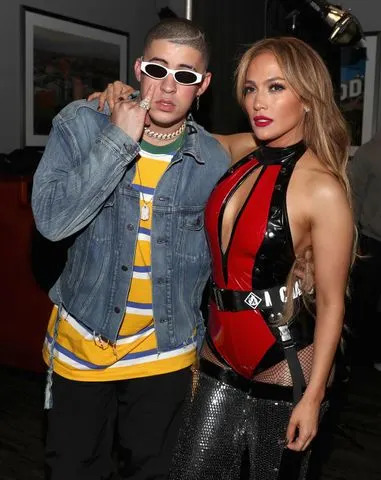 Christopher Polk/Getty Bad Bunny and Jennifer Lopez in Los Angeles in January 2018