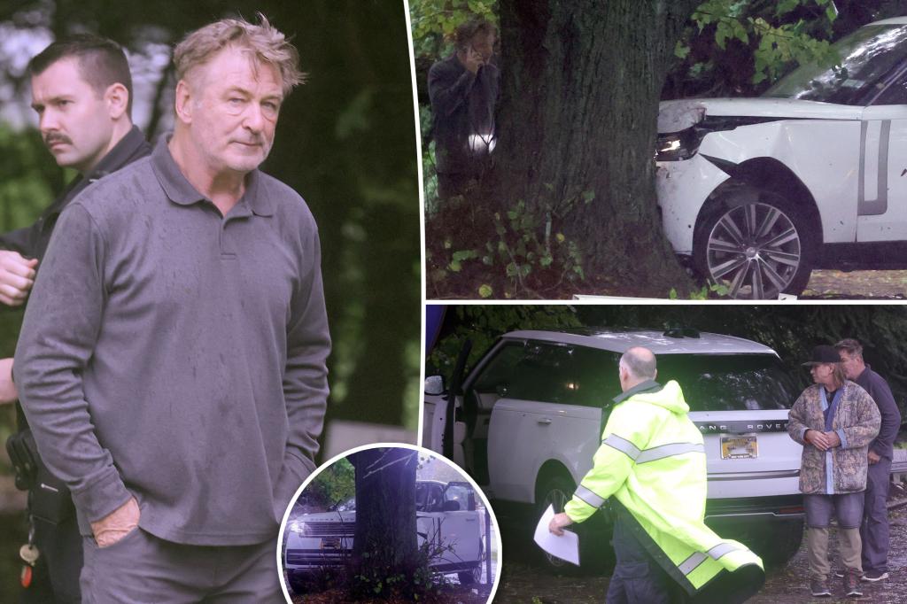 Alec Baldwin crashes Range Rover into a tree in the Hamptons Alec Baldwin crashes Range Rover into a tree in the Hamptons