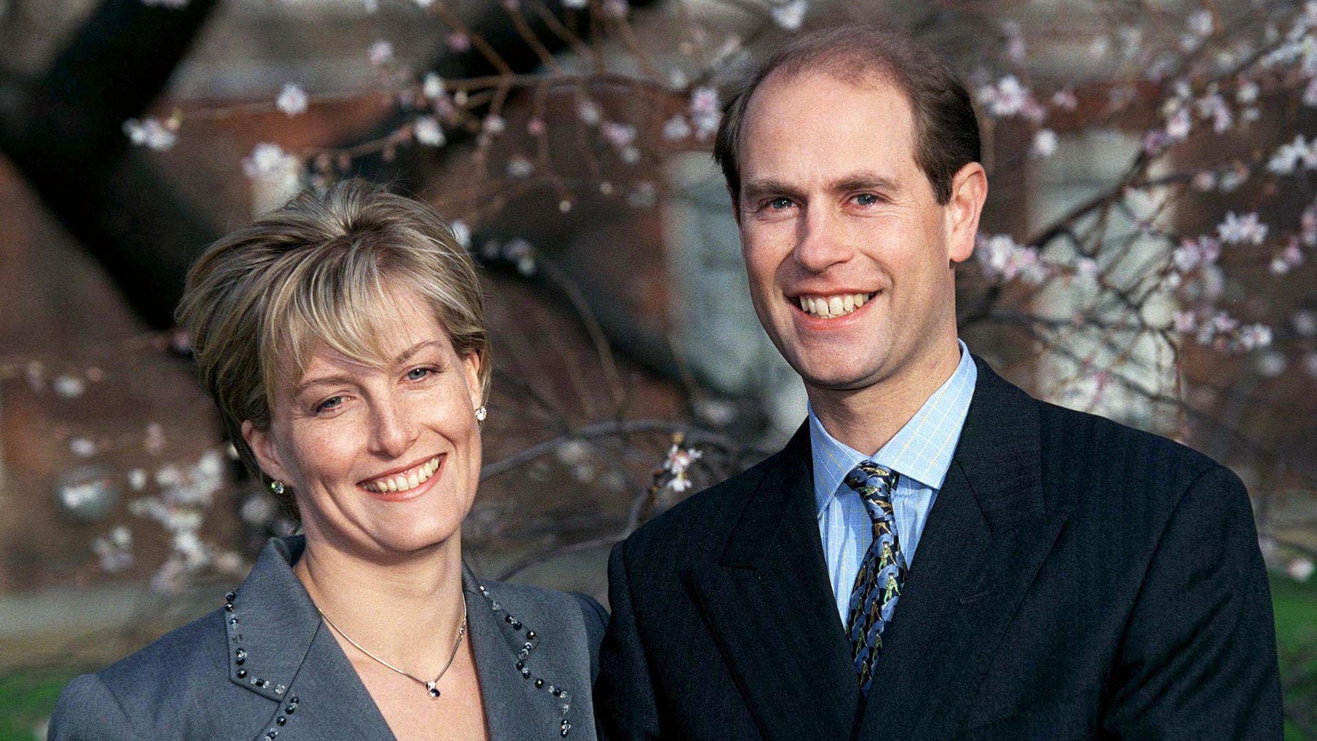 Duchess Sophie and Prince Edward announce their engagement at St James's Palace in January 1999