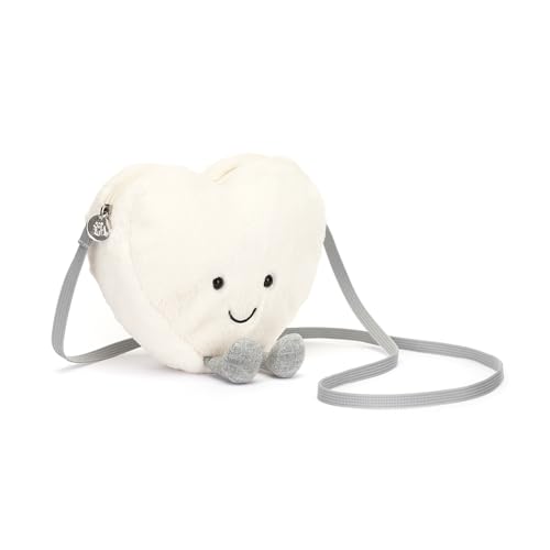 Jellycat Amuseables Cream Heart Plush Bag, 9 Inches - Crossbody &amp; Shoulder Purse - Fun &amp; Unique Handbag