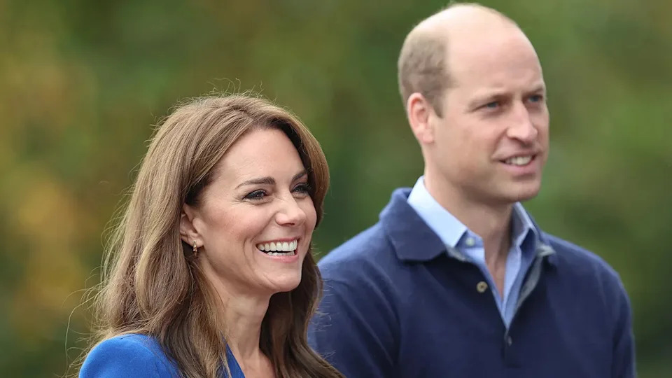Prince William and Kate Middleton smile.