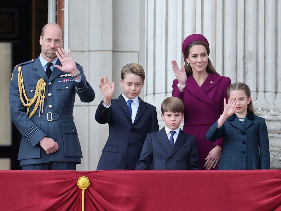 Getty Prince William, Prince George, Prince Louis, Kate Middleton, and Princess Charlotte on May 5, 2025