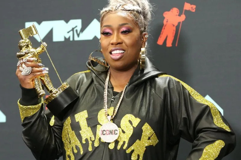 Missy Elliott poses for photos in the press room during the MTV Video Music Awards at the Prudential Center in Newark, N.J., in 2019. File Photo by Monika Graff/UPI