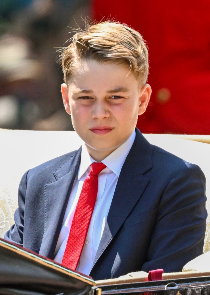 Prince George in suit and red tie at Trooping the Colour