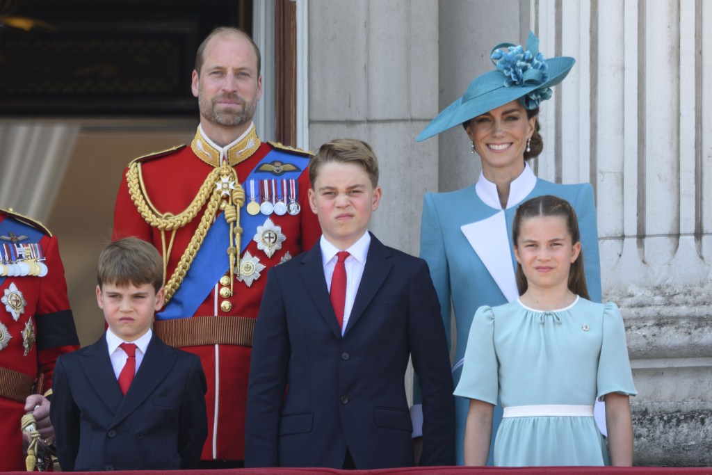 Prince William, Kate Middleton, Prince Louis, George and Princess Charlotte at Trooping the Colour