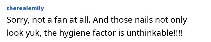 User comment criticizing hygiene and appearance of nails in reaction to Cynthia Erivo’s controversial Harper’s Bazaar shoot.