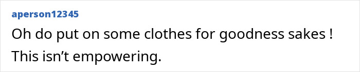 Comment criticizing Cynthia Erivo’s Harper’s Bazaar shoot, calling it not empowering and urging modesty.