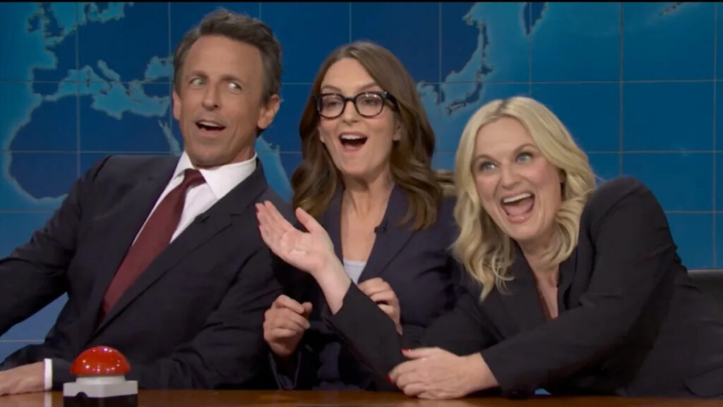 Tina Fey and Seth Meyers Make Surprise ‘Weekend Update’ Appearance With Amy Poehler on ‘SNL’ Tina Fey and Seth Meyers Make Surprise ‘Weekend Update’ Appearance With Amy Poehler on ‘SNL’