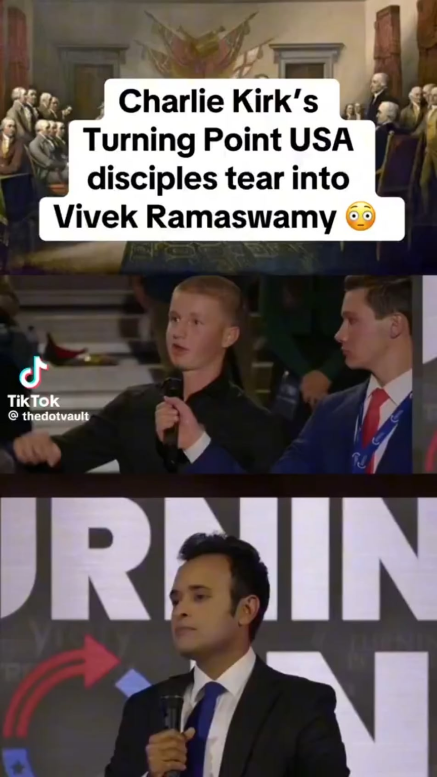 Vivek Ramaswamy goes to a Turning Point USA event in Ohio and quickly finds out that he is not on the team.