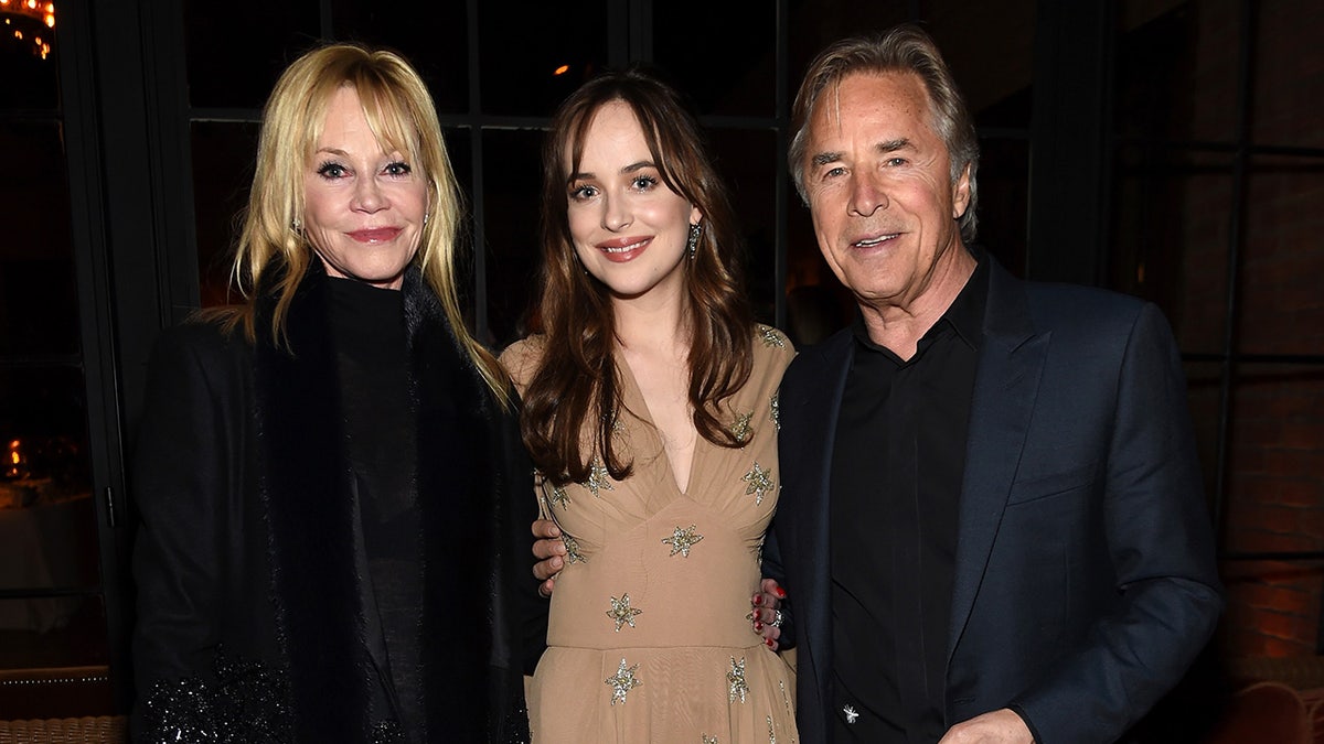 Dakota Johnson with Melanie Griffith and Don Johnson