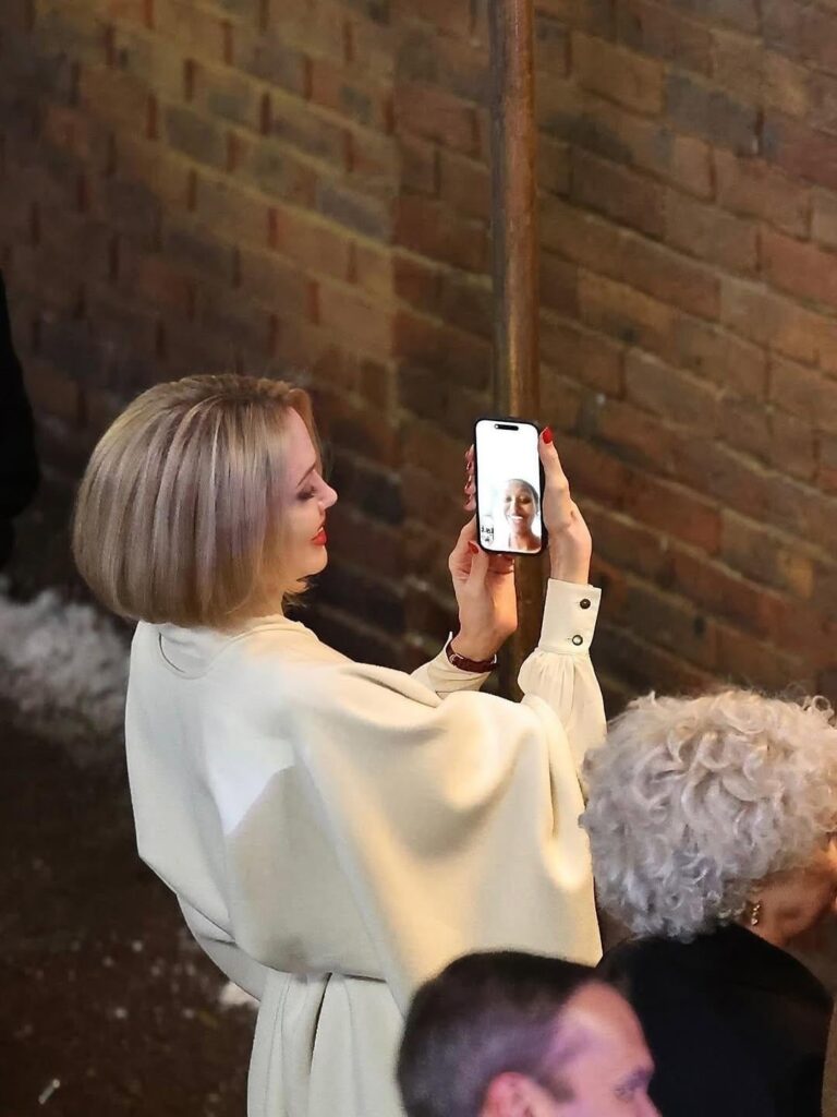 Angelina Jolie takes a moment to FaceTime her daughter, Zahara, while working on the set of her new movie "Anxious People"