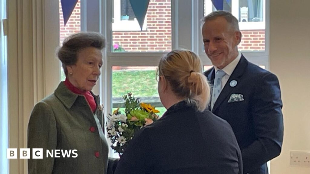 Princess Anne meeting with workers at a retirement complex in Derby