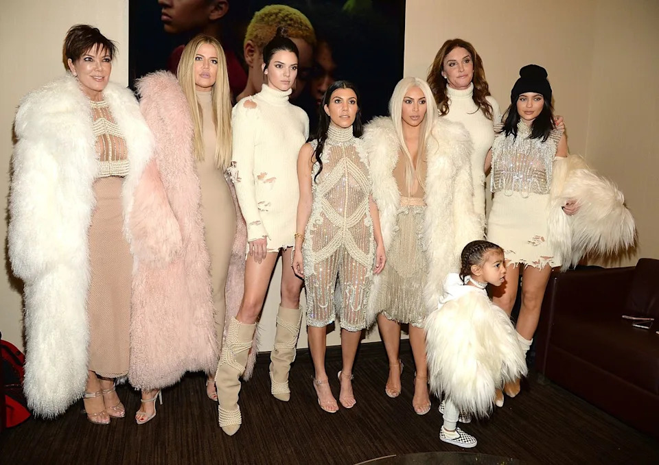 Kevin Mazur/Getty Khloe Kardashian, Kris Jenner, Kendall Jenner, Kourtney Kardashian, Kim Kardashian West, North West, Caitlyn Jenner and Kylie Jenner attend Kanye West Yeezy Season 3 at Madison Square Garden on February 11, 2016