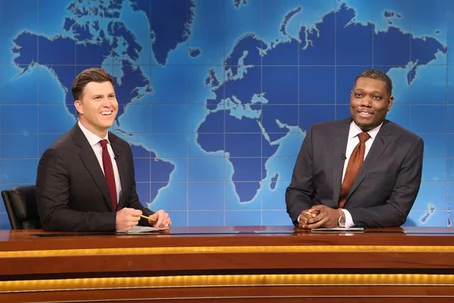 Will Heath/NBC via Getty 'SNL Weekend Update' anchors Colin Jost and Michael Che on April 5, 2025