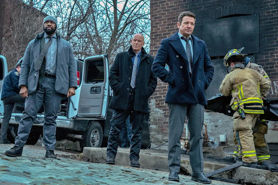Dennis P. Mong Jr./Paramount+ Derek Webster, Hugh Dillon, and Jeremy Renner on 'Mayor of Kingstown'