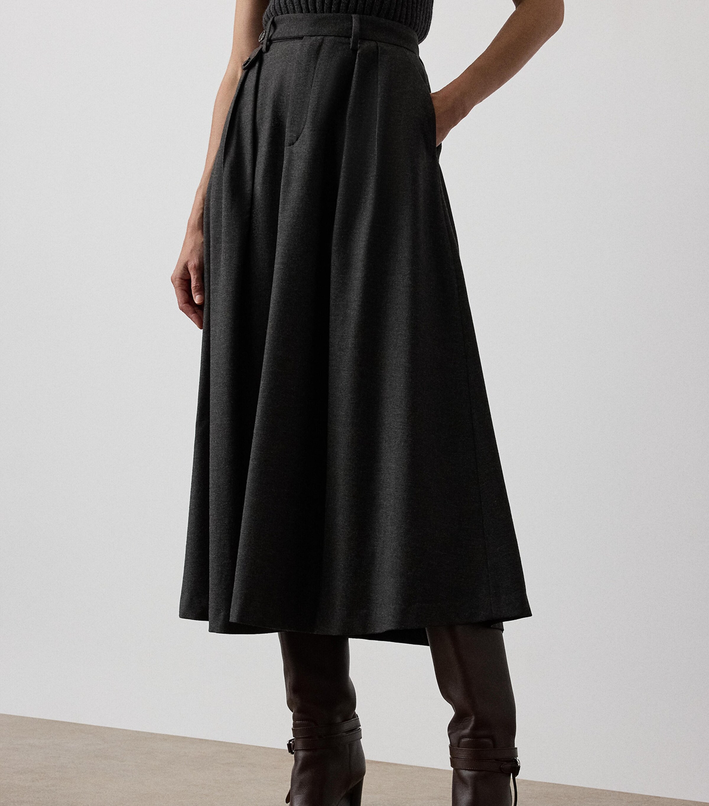 Ralph Lauren Collection Wool Evilyn Midi Skirt