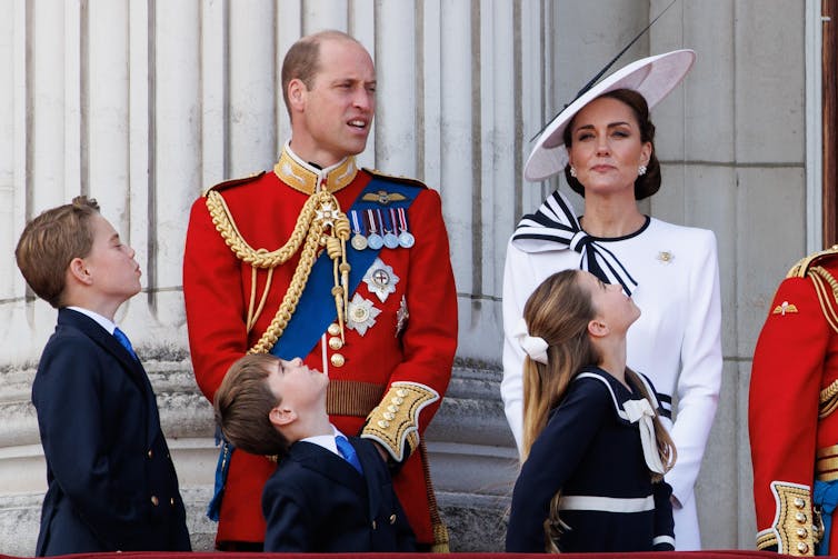 William, Kate and children on the balcony at Trooping the Colour