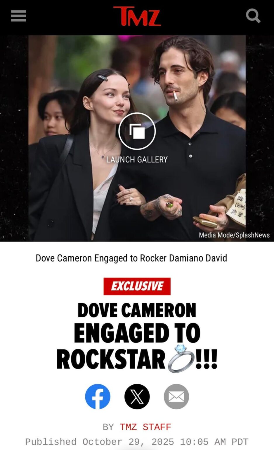 Dove Cameron and Damiano David are engaged