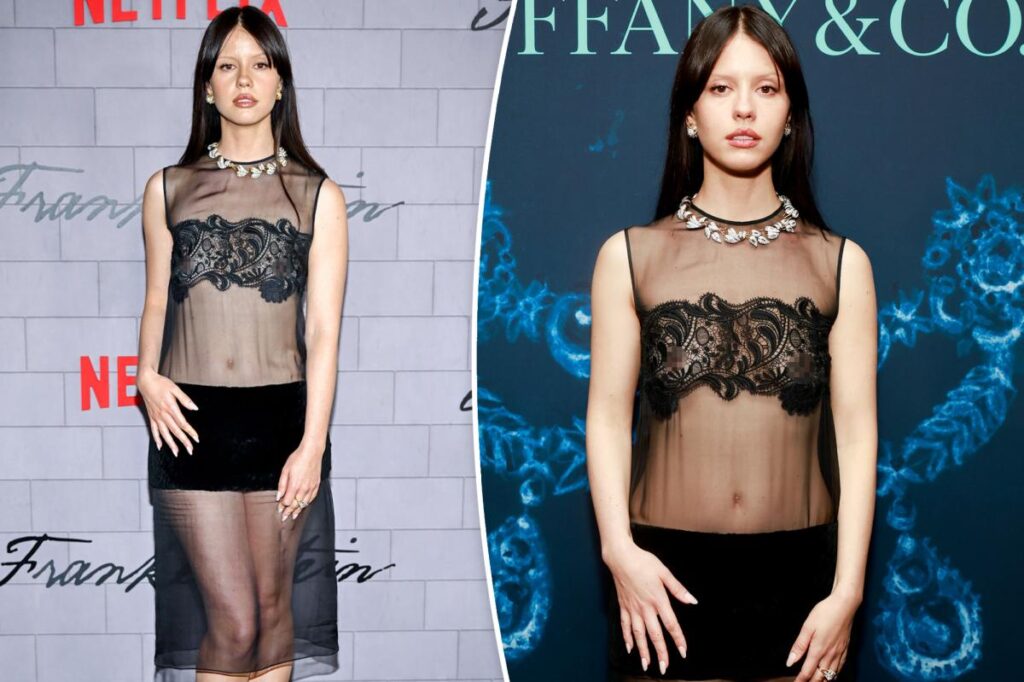 Mia Goth wears a totally sheer dress from Ferragamo with Tiffany & Co. jewelry to the NYC premiere of ‘Frankenstein’ Mia Goth wears a totally sheer dress from Ferragamo with Tiffany & Co. jewelry to the NYC premiere of ‘Frankenstein’