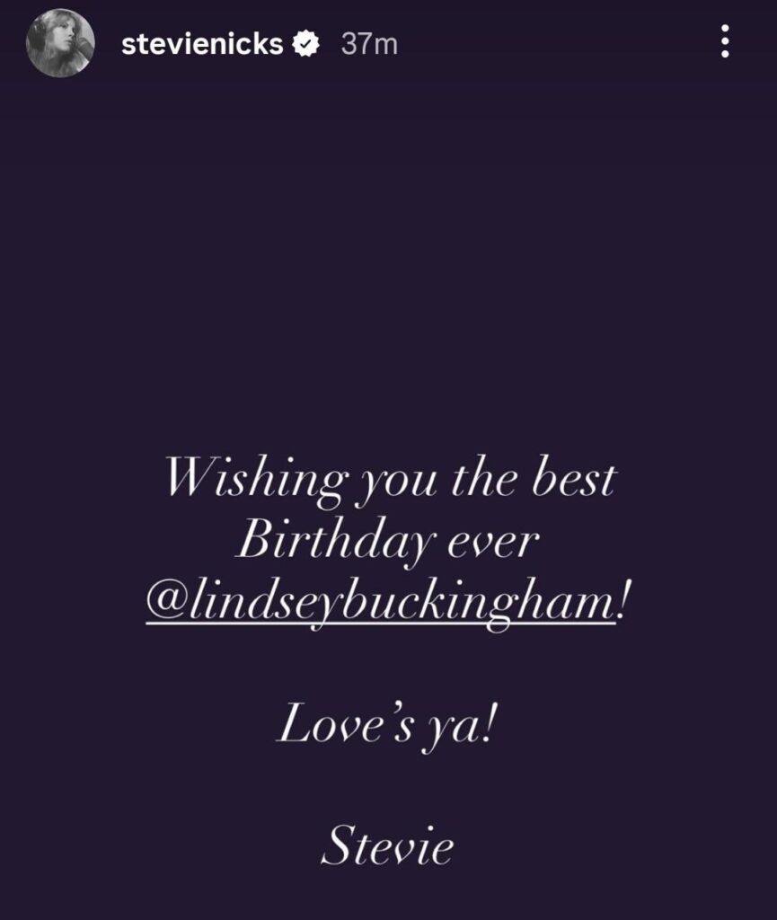 Stevie Nicks wishes Lindsey Buckingham happy birthday- is the cold war over? Stevie Nicks wishes Lindsey Buckingham happy birthday- is the cold war over?