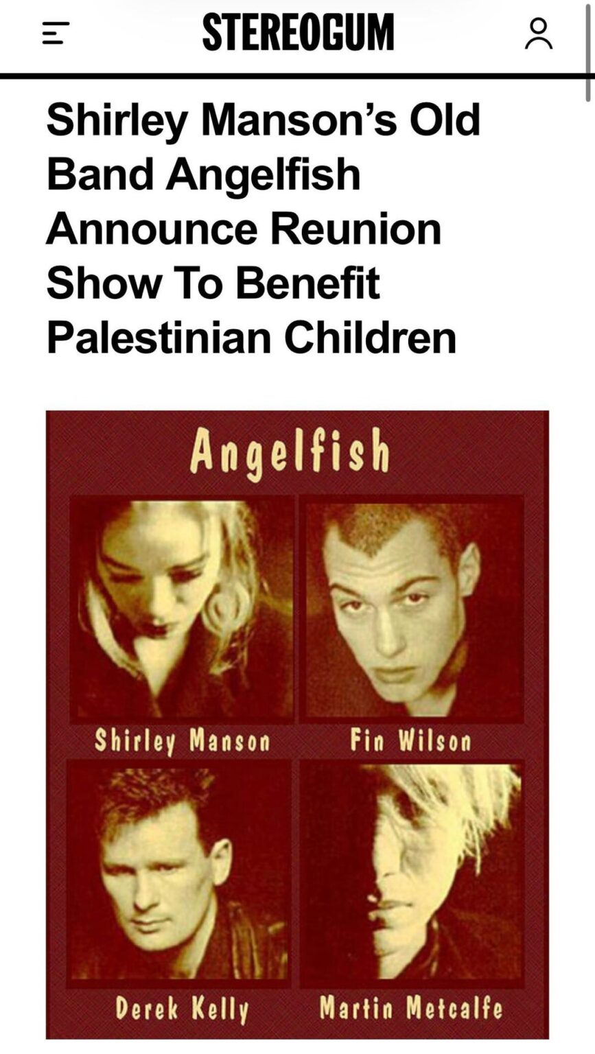 Shirley Manson’s Old Band Angelfish Announce Reunion Show To Benefit Palestinian Children