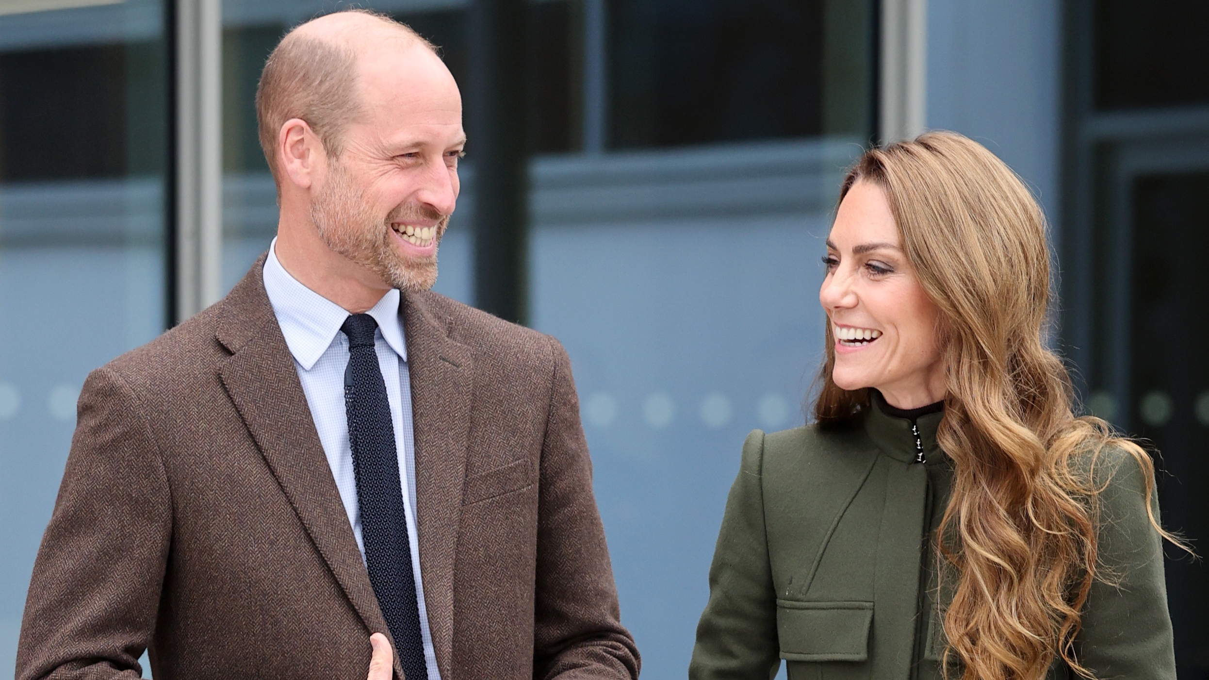 Prince William, Prince of Wales and Catherine, Princess of Wales smile as they visit the Northern Ireland Fire &amp; Rescue Service&rsquo;s (NIFRS) new Learning and Development College on October 14, 2025