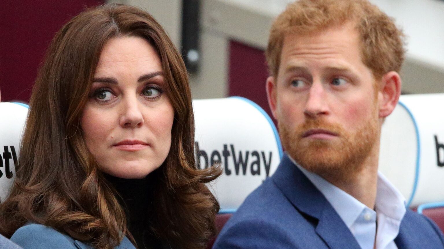Kate Middleton and Prince Harry United Over Common Ground Kate Middleton wears a turquoise jacket and has bouncy dark brown hair and Prince Harry has red hair and beard